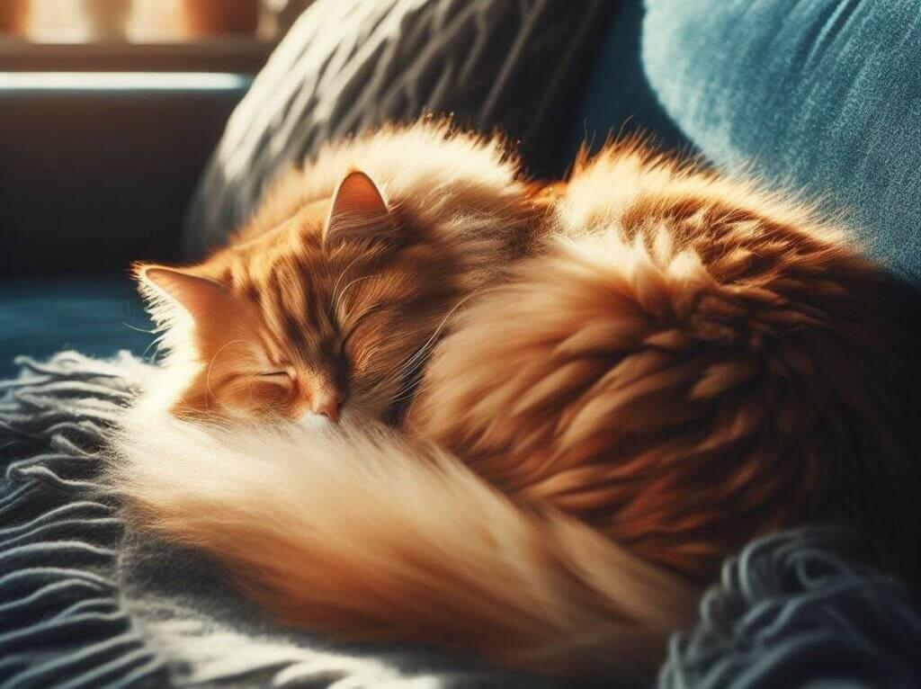 chat qui dort sur un canapé